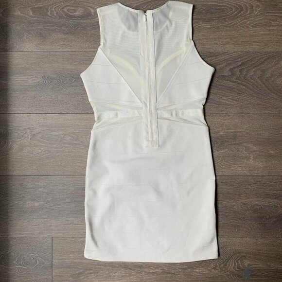 Bebe y2k Mini Dress Mesh Bandage Bodycon 2000s White Size Medium Vintage - Picture 13 of 16